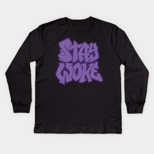 Stay Woke - Purple Kids Long Sleeve T-Shirt